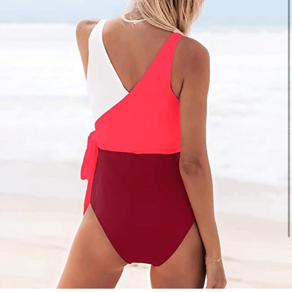 Women’s XXL Wrap Color Block Tie Side Bathing Suit CUPSHE One Piece Swimsuit - Picture 3 of 3